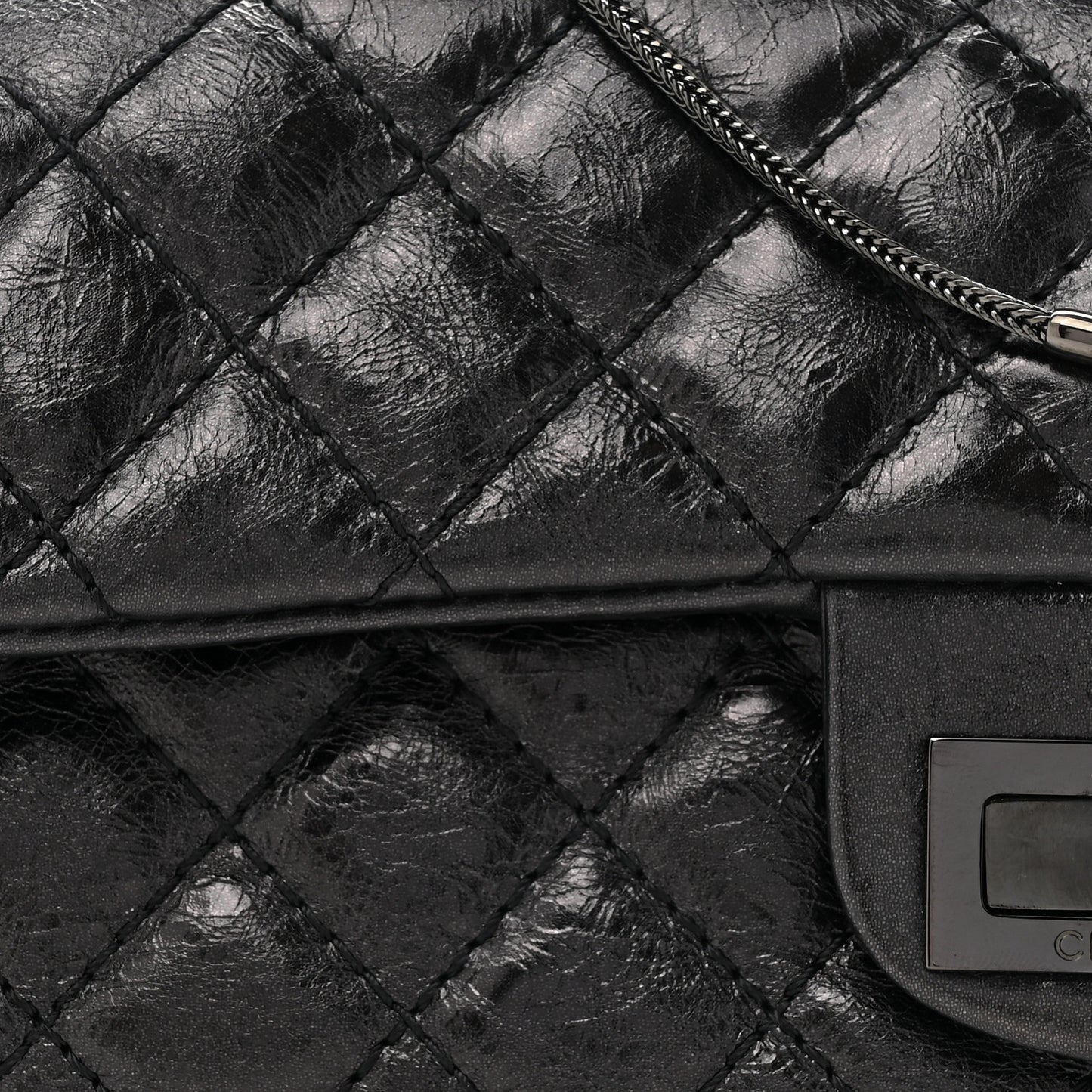 Glazed Calfskin 2.55 Reissue East West Clutch Black