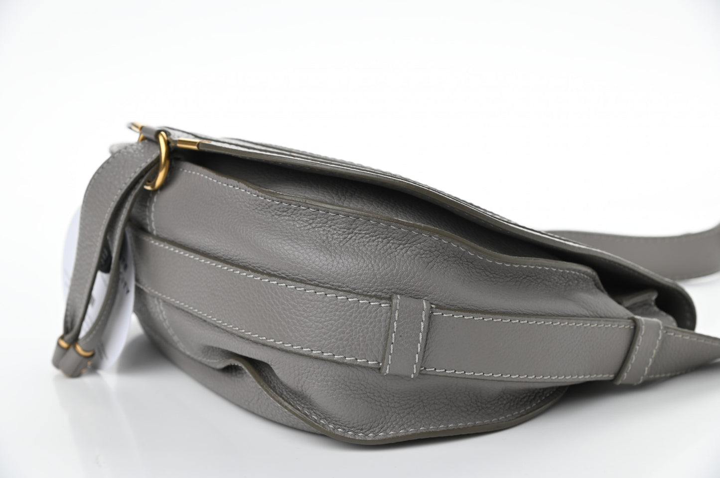 Calfskin Medium Marcie Round Crossbody Bag Cashmere Grey