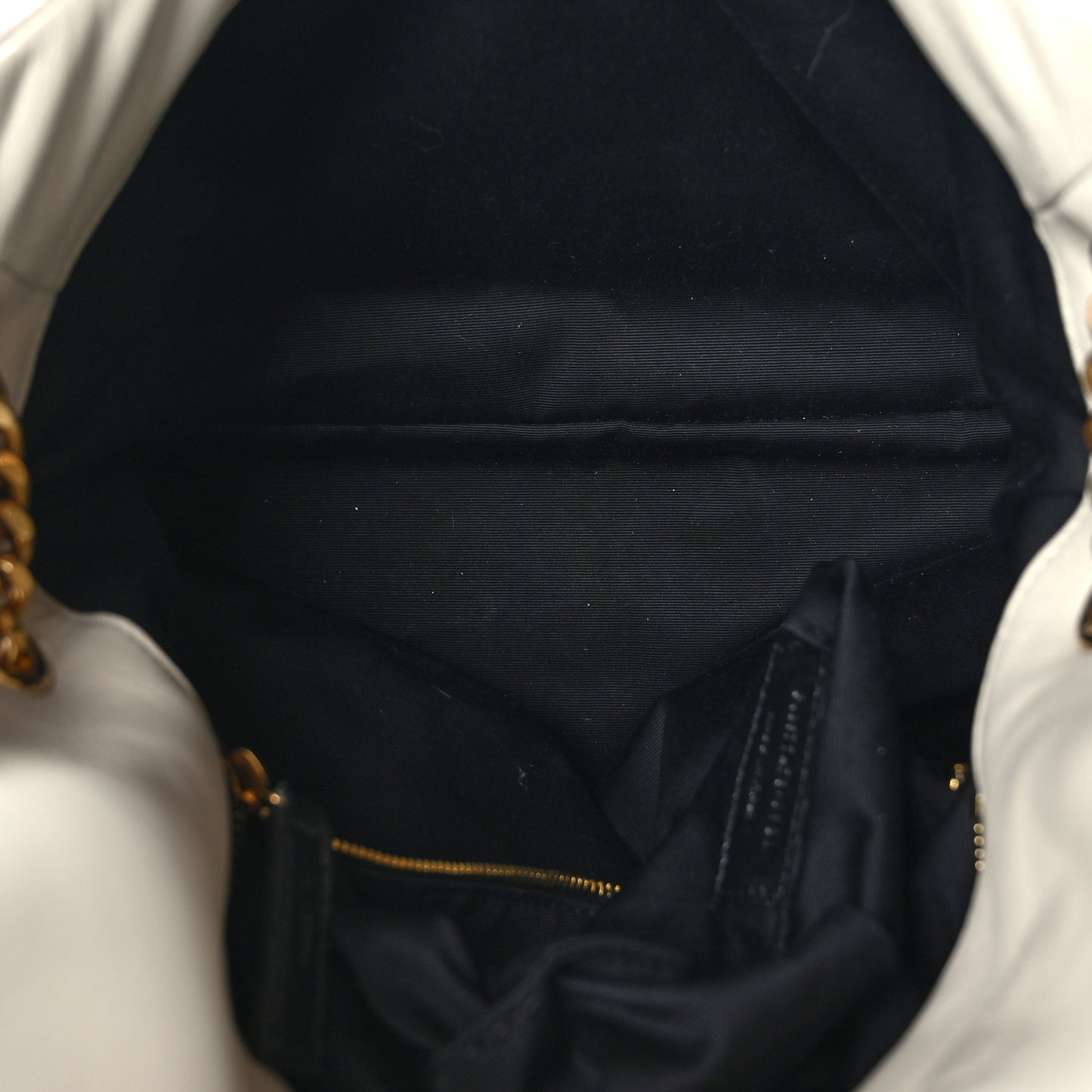 Lambskin Quilted Medium Loulou Puffer Monogram Chain Satchel Crema Soft