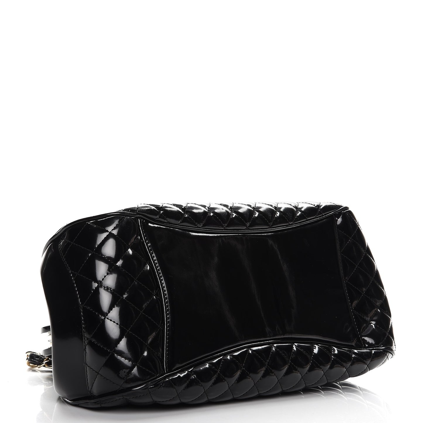 Glazed Calfskin Quilted Small Mademoiselle Frame Bag Black