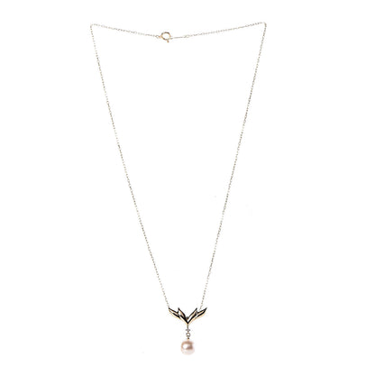 Mikimoto 18K Yellow Gold Diamond Akoya Pearl 7.5mm Pendant Necklace 3 of 6