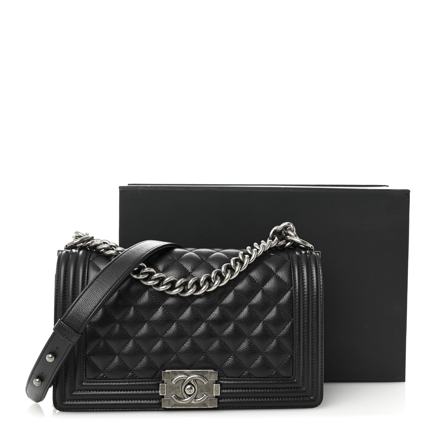 Chanel Caviar Quilted Medium Boy Flap Black 11 of 11