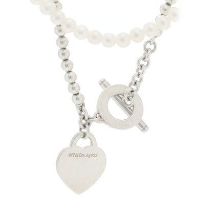 Tiffany Sterling Silver Diamond Cultured Pearl Return to Tiffany Wrap Necklace 4 of 5