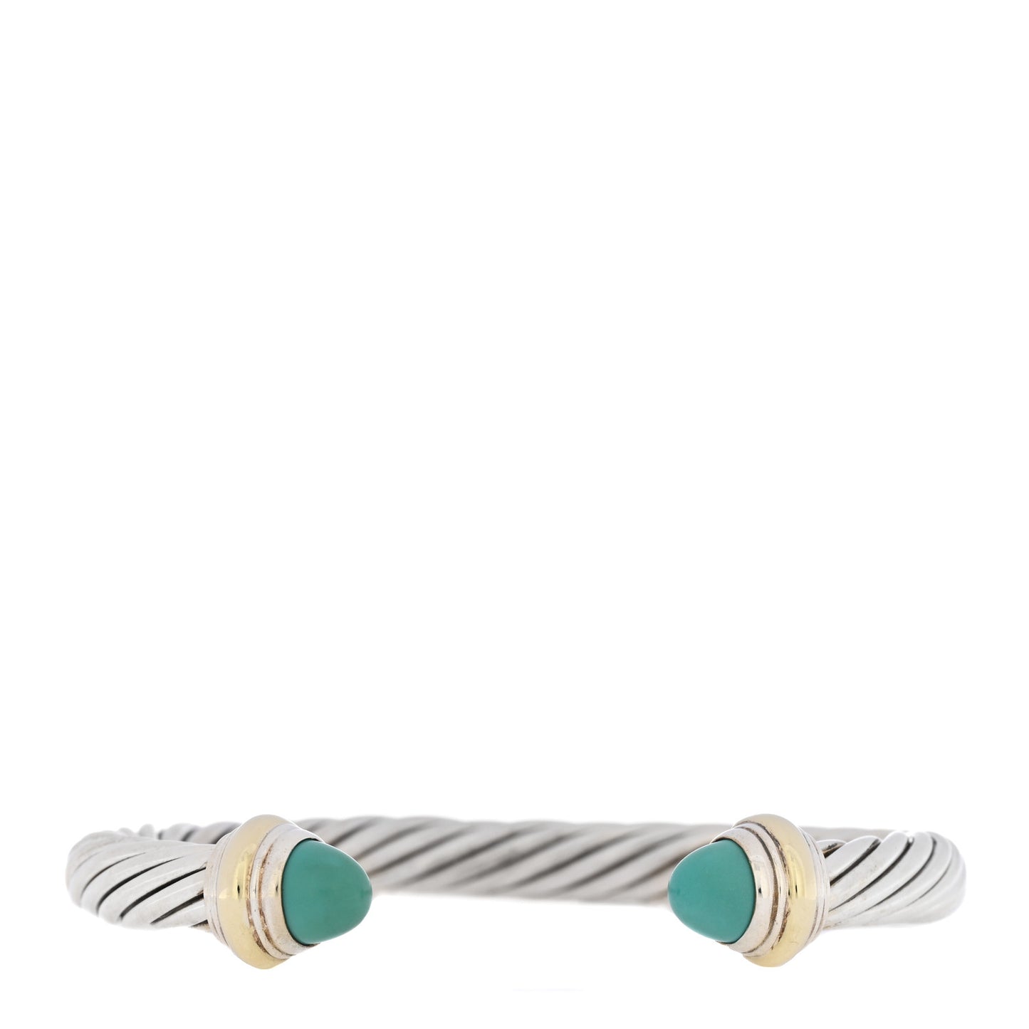 Sterling Silver 14K Yellow Gold Turquoise 7mm Cable Classics Bracelet