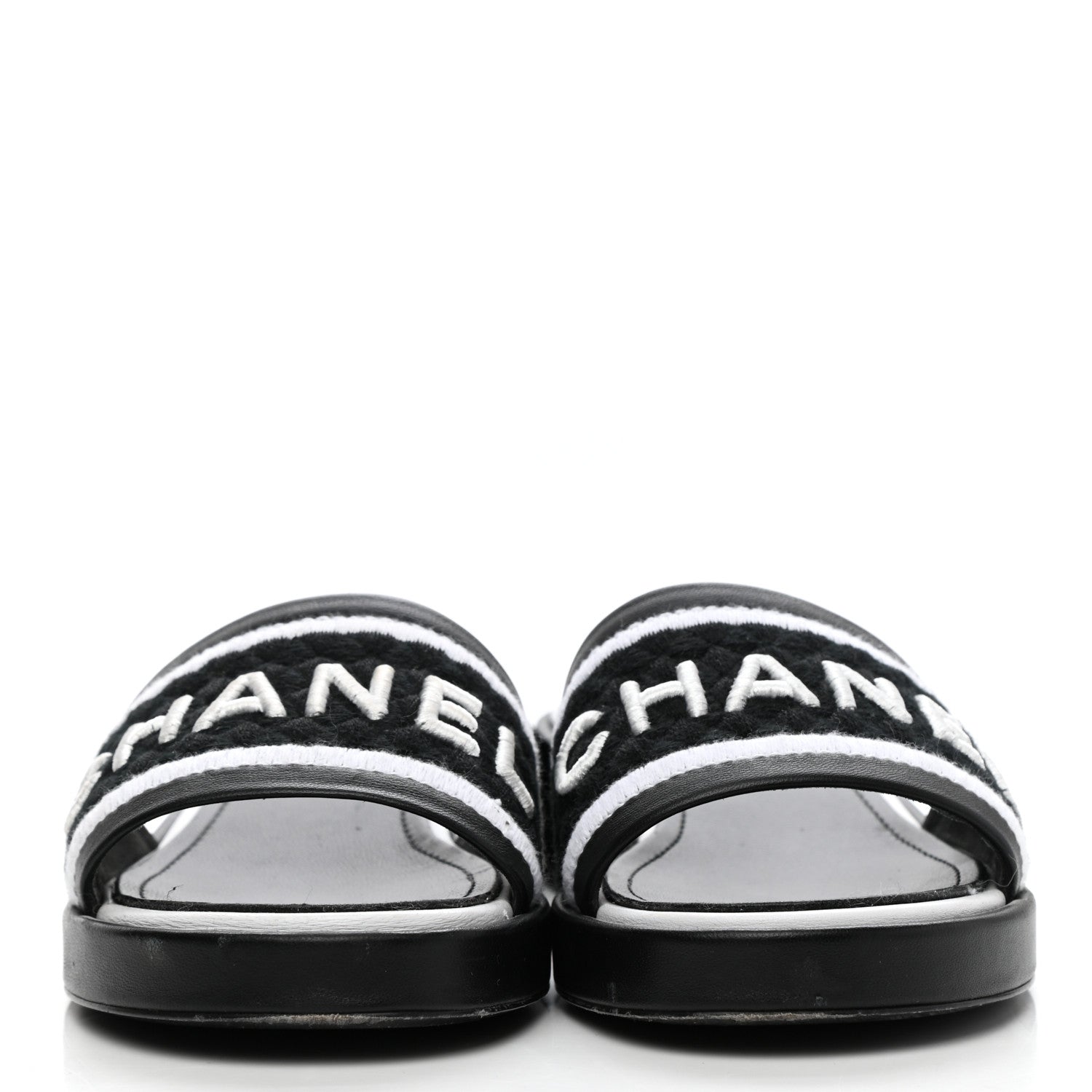 Chanel Lambskin Embroidered CC Mule Sandal 36 Black White 2 of 13