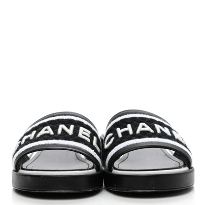 Chanel Lambskin Embroidered CC Mule Sandal 36 Black White 2 of 13