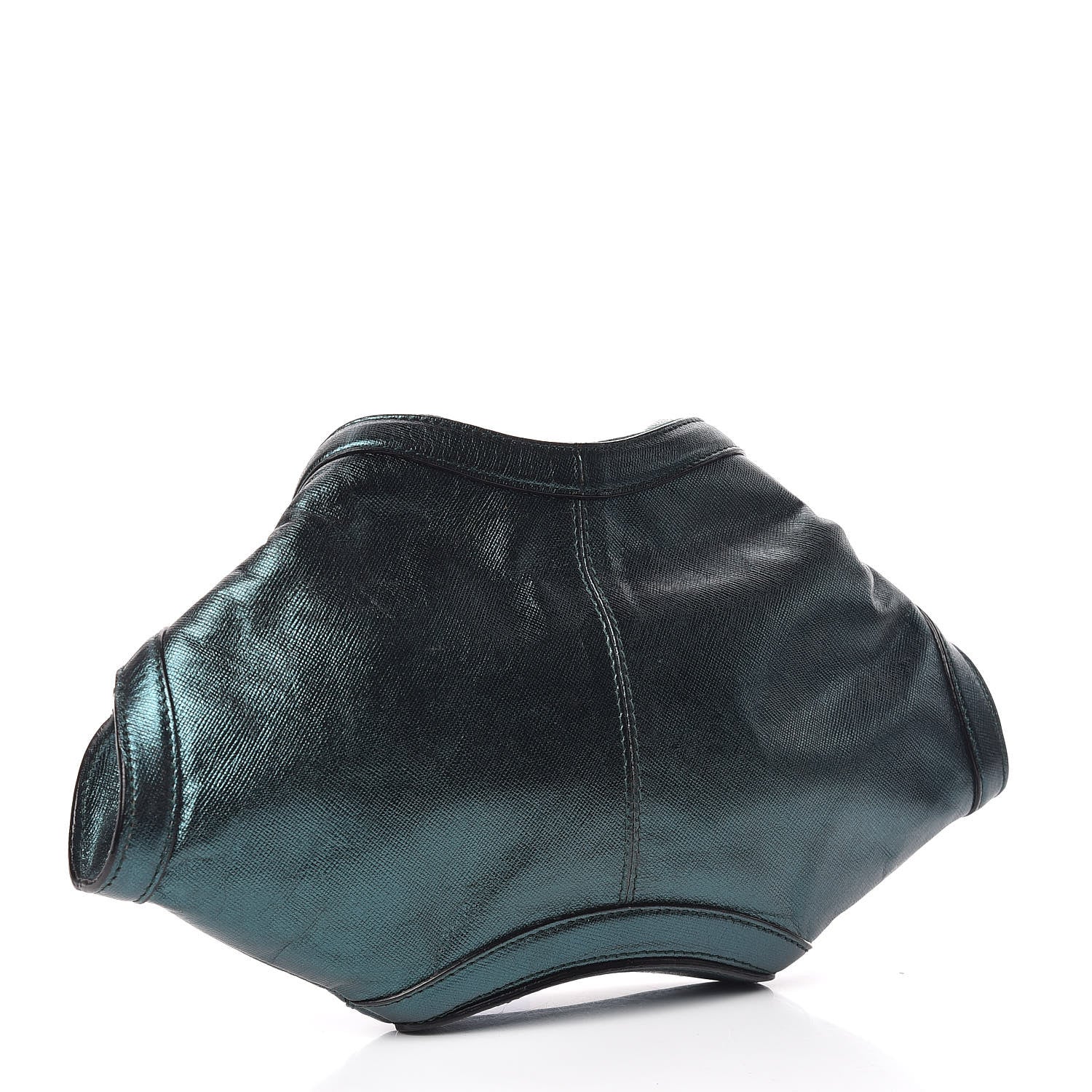 Alexander McQueen Metallic Lambskin De Manta Clutch Green 3 of 9