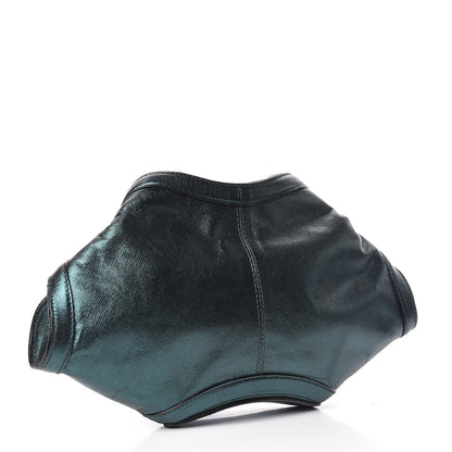 Alexander McQueen Metallic Lambskin De Manta Clutch Green 3 of 9