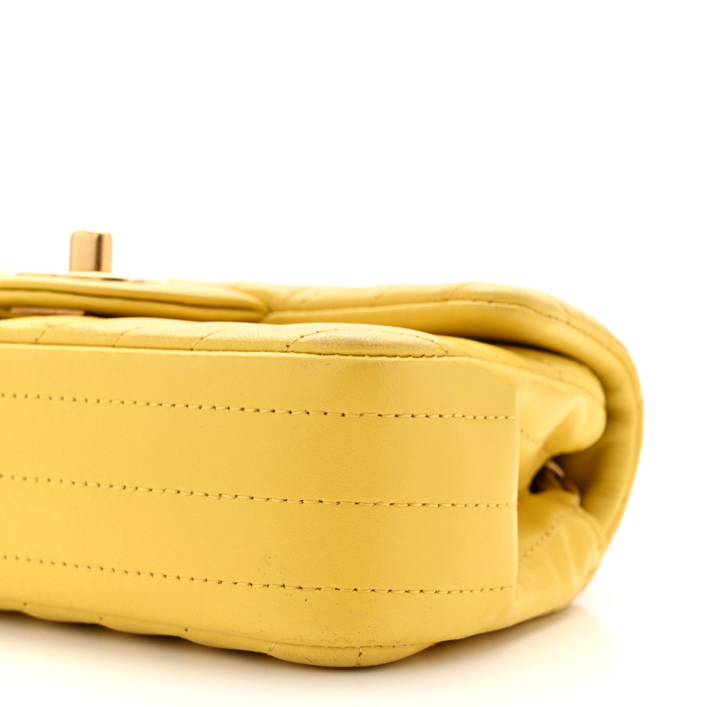 Lambskin Chevron Quilted Extra Mini Rectangular Flap Yellow
