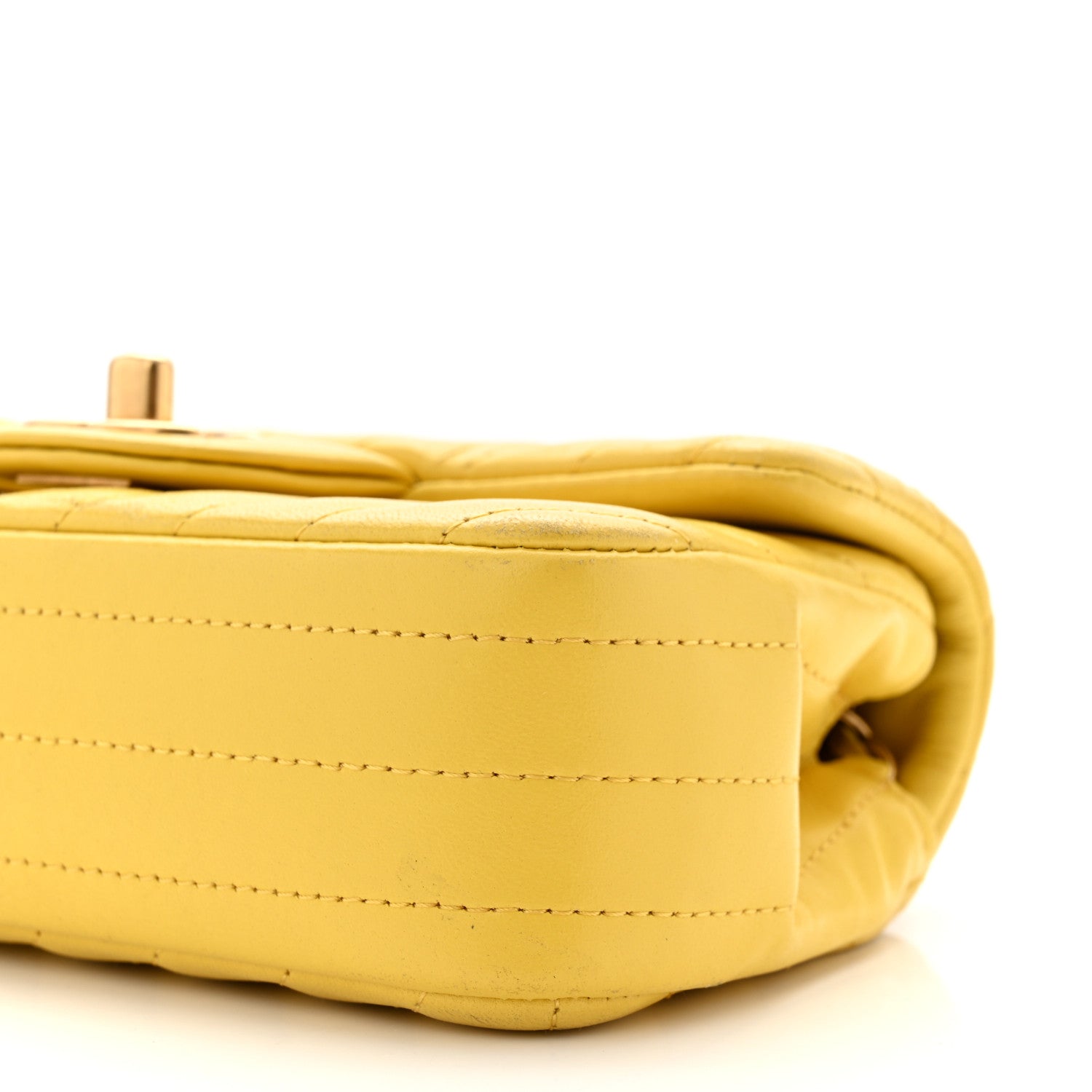 Chanel Lambskin Chevron Quilted Extra Mini Rectangular Flap Yellow 10 of 16