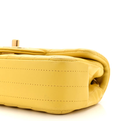 Chanel Lambskin Chevron Quilted Extra Mini Rectangular Flap Yellow 10 of 16