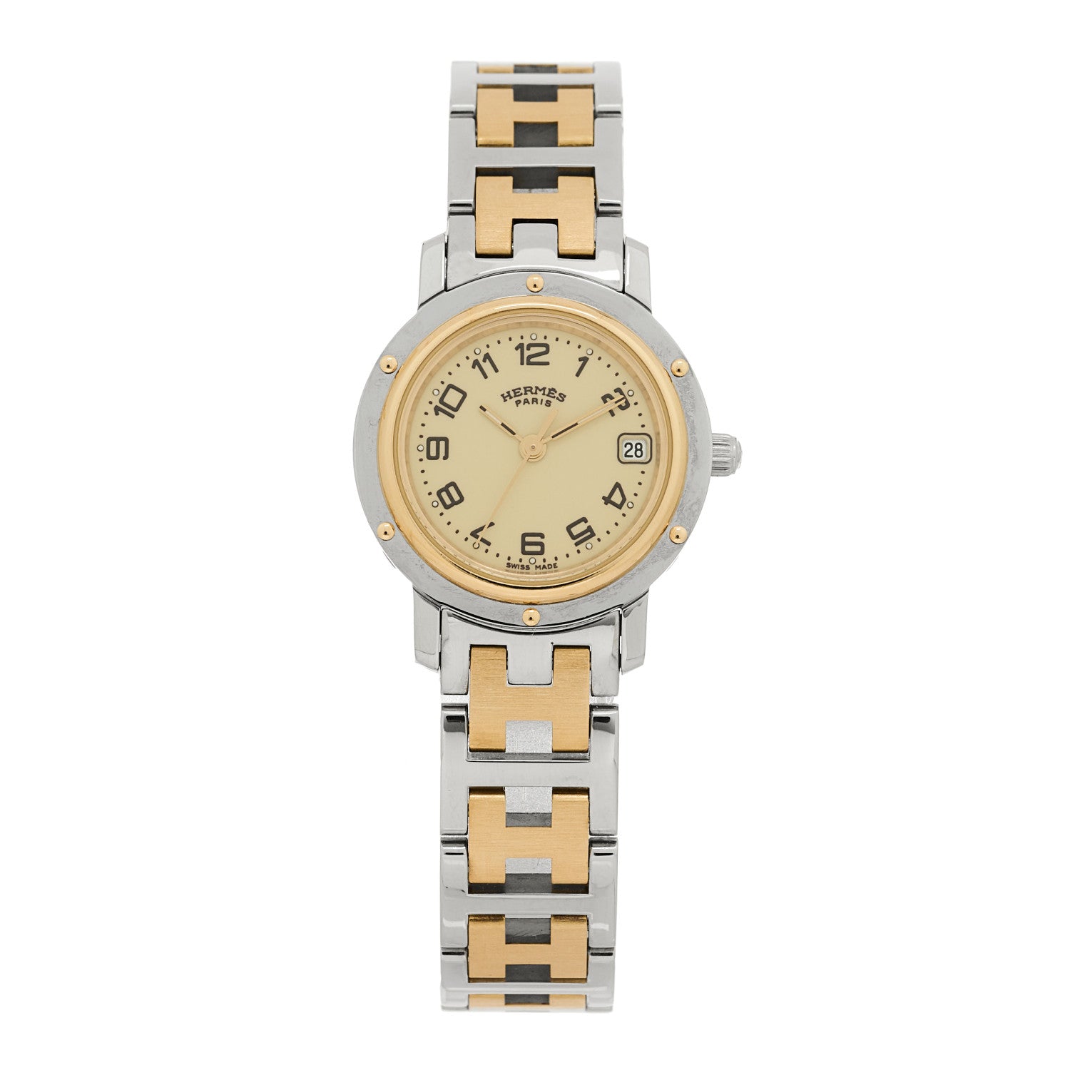 Hermes Stainless Steel 24mm Clipper Quartz Watch Gold 1 of 4