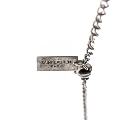 Saint Laurent Brass Skeleton Chain Necklace Silver 6 of 6