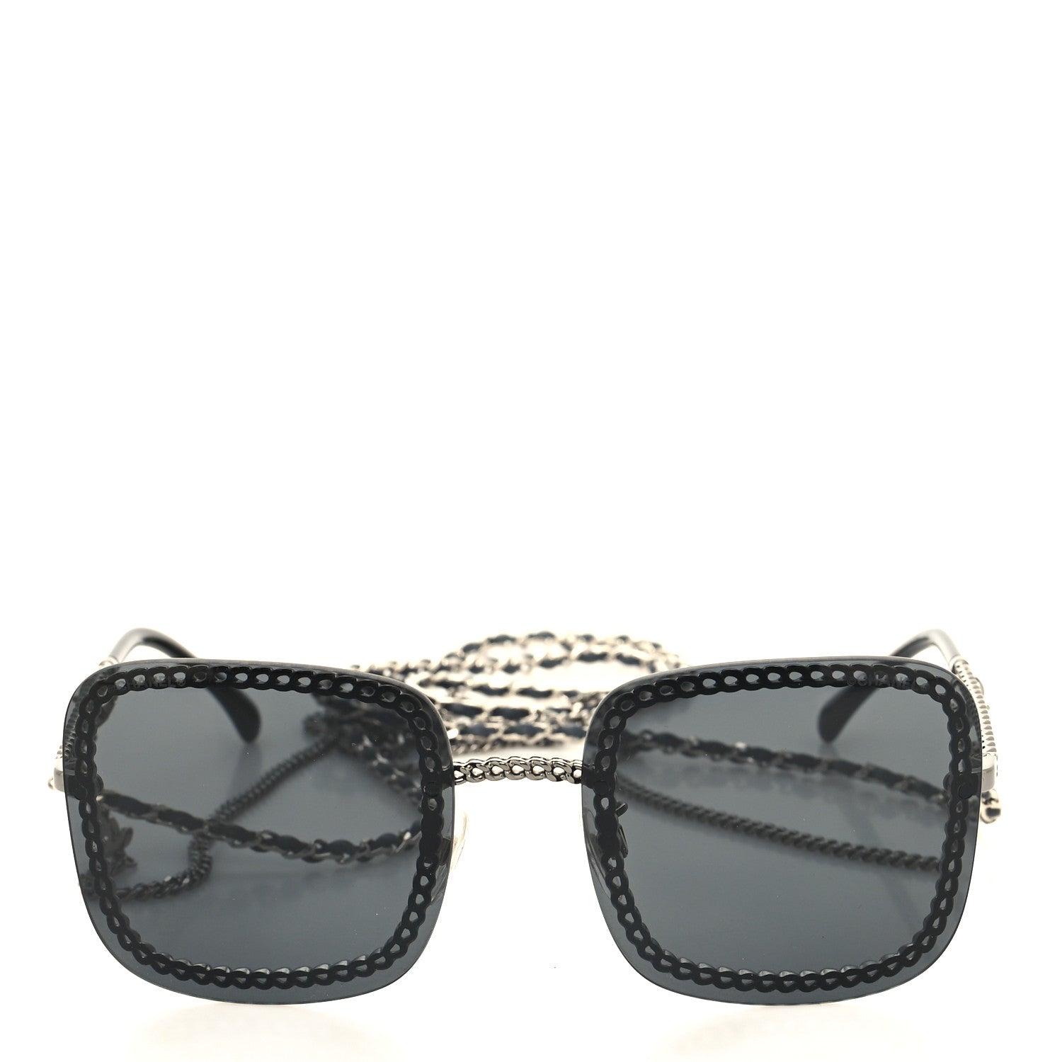 Chanel Square Removable Chain Sunglasses 4244 Black 2 of 8