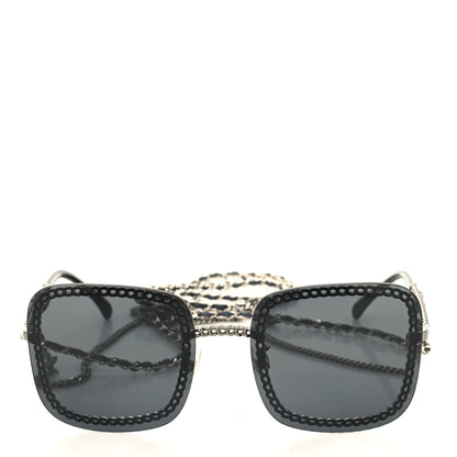 Chanel Square Removable Chain Sunglasses 4244 Black 2 of 8