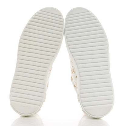 Louis Vuitton Calfskin Monogram Debossed Logo Time Out Sneakers 37 White Gold 6 of 18
