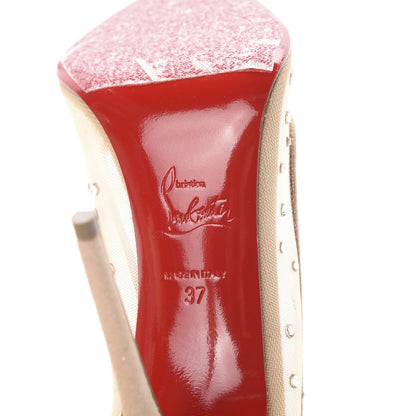 Christian Louboutin Suede Silk Crystal Strass Follies 100 Pumps 37 Light Silk 7 of 10