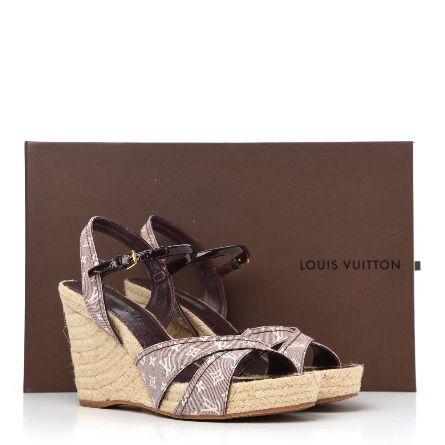 Monogram Idylle Majorca Espadrille Wedge Sandals 40 Sepia