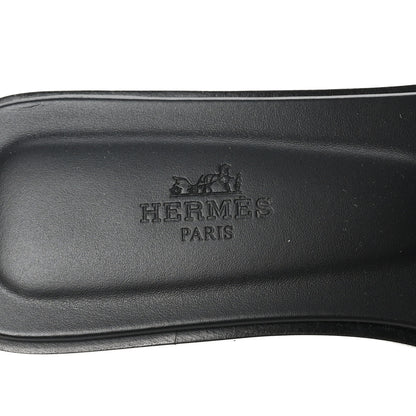 Hermes Box Calfskin Oran Sandals 37 Black 8 of 10