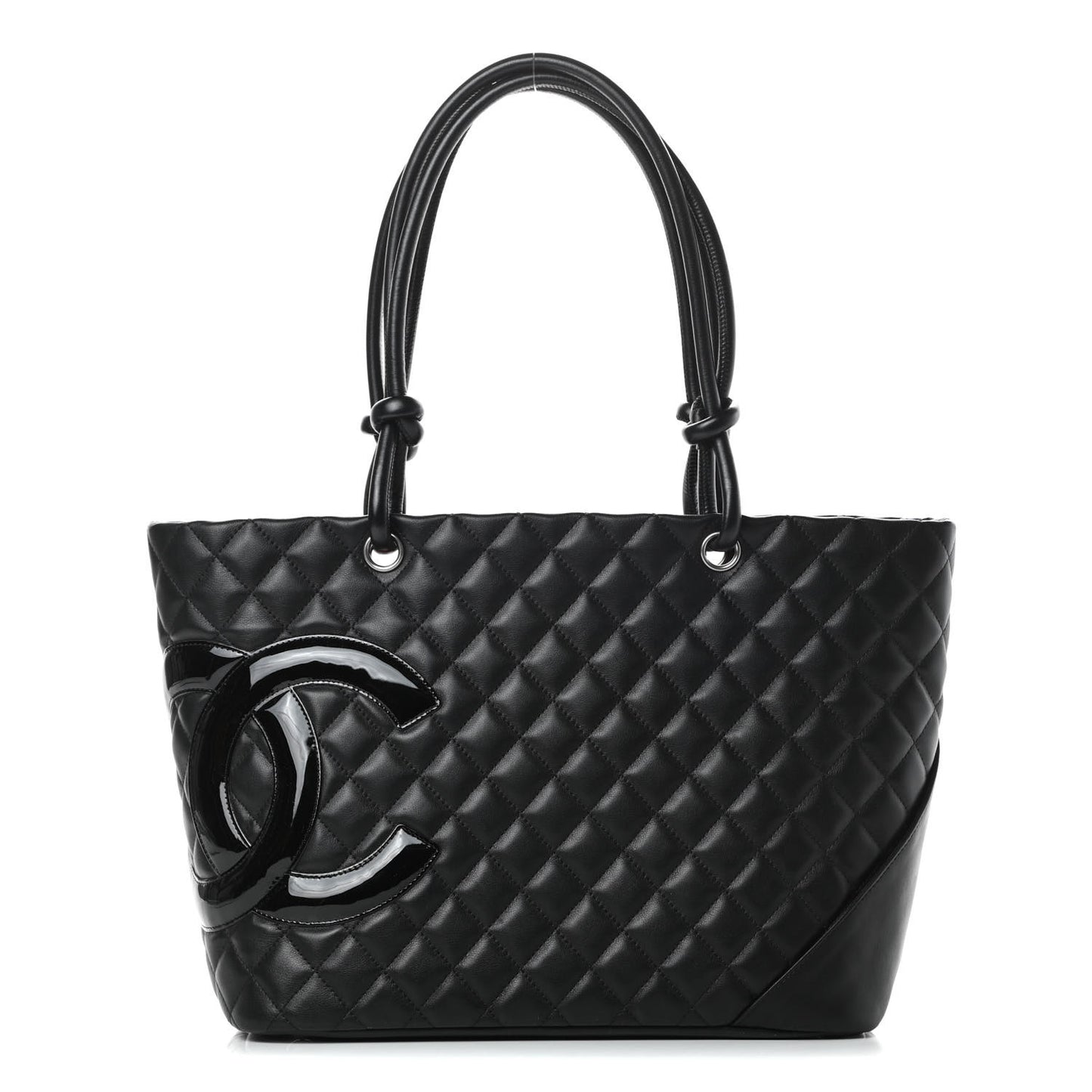 Calfskin Quilted Large Cambon Tote Black