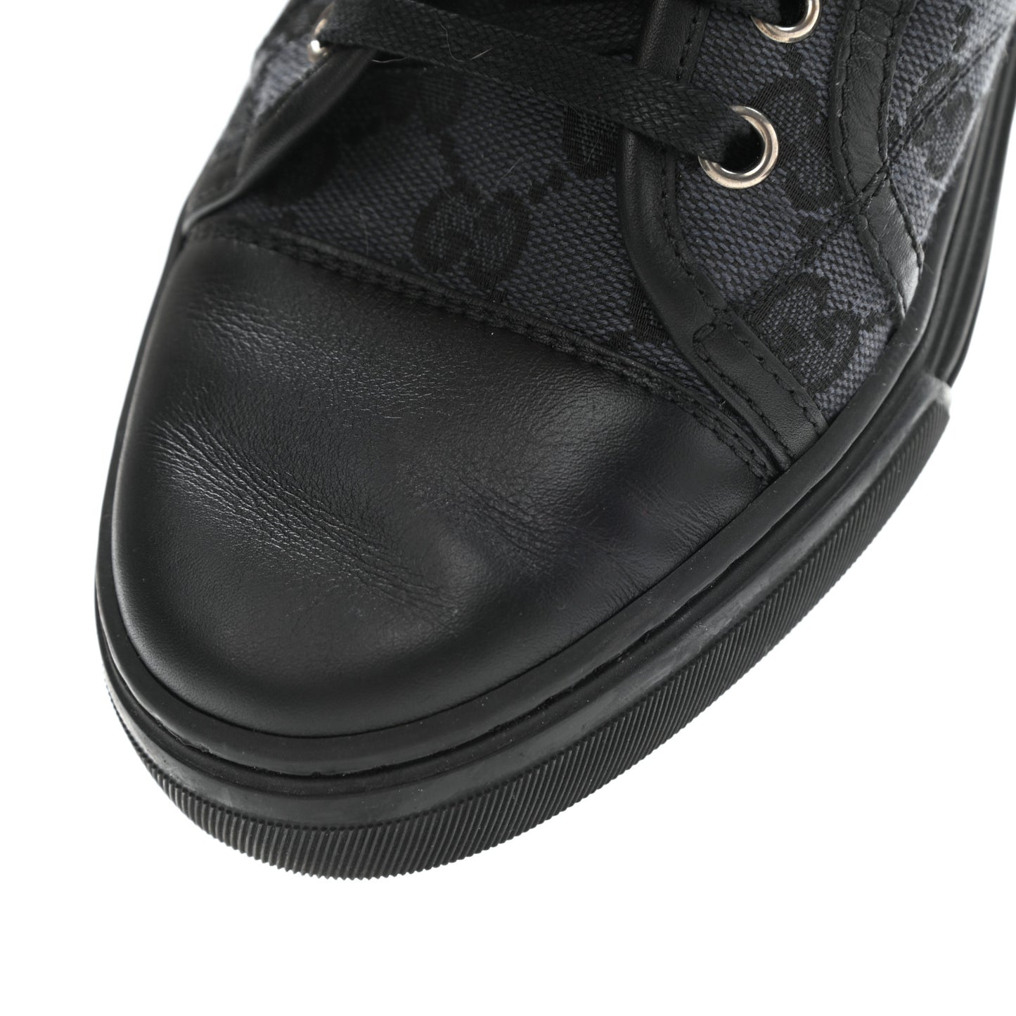 GG Monogram Calfskin Womens Low Top Sneakers 38.5 Piombo Black