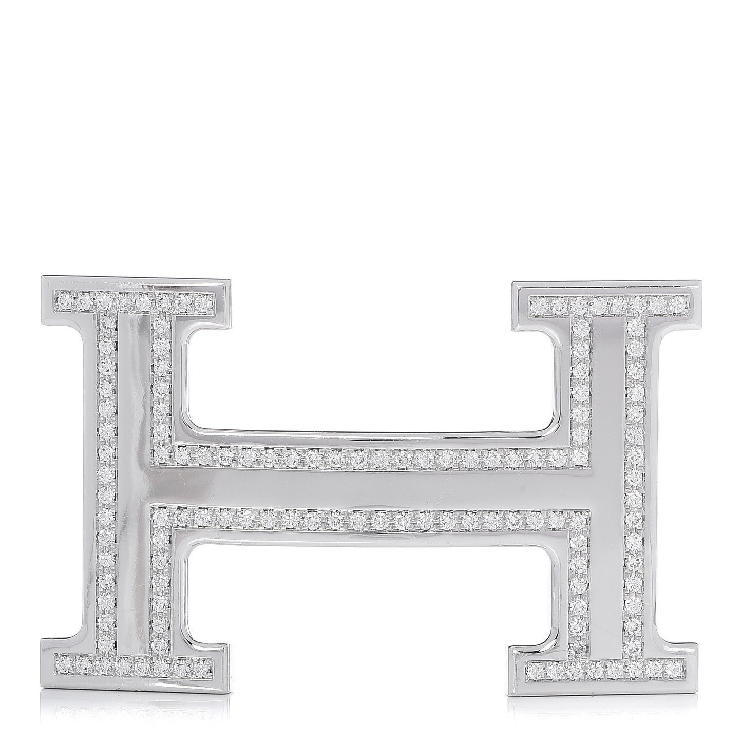 18K White Gold Diamond 38mm H Belt Buckle