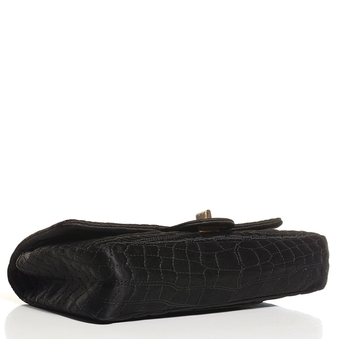 Satin Coco's Croc East West Double Flap Black