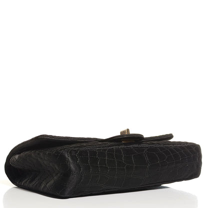 Chanel Satin Coco's Croc East West Double Flap Black 4 of 8
