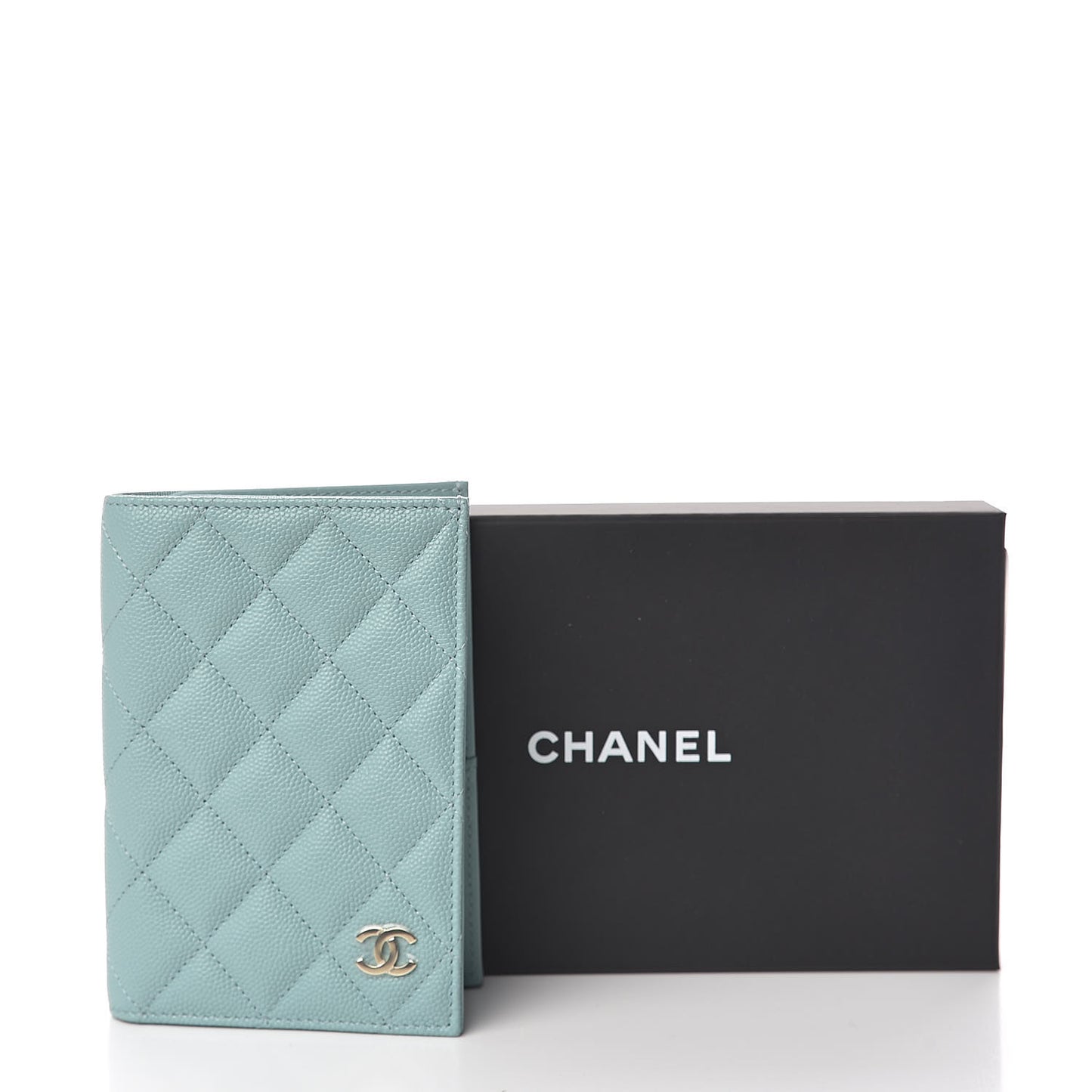 Caviar Quilted Passport Holder Blue