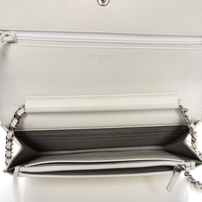 Chanel Caviar Sevruga Wallet On Chain WOC White 5 of 7