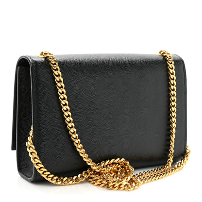 Saint Laurent Grain De Poudre Small Classic Monogram Kate Satchel Black 3 of 14