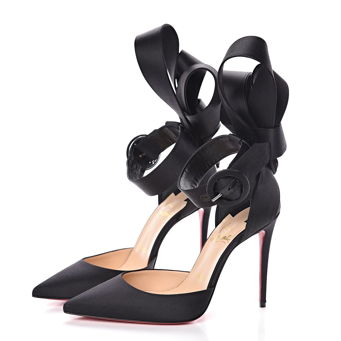 Crepe Satin Raissa 100 Ankle Strap Pumps 37 Black