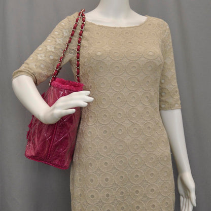 Chanel Vinyl Quilted Funny Tweed Tote Fuchsia 2 of 10