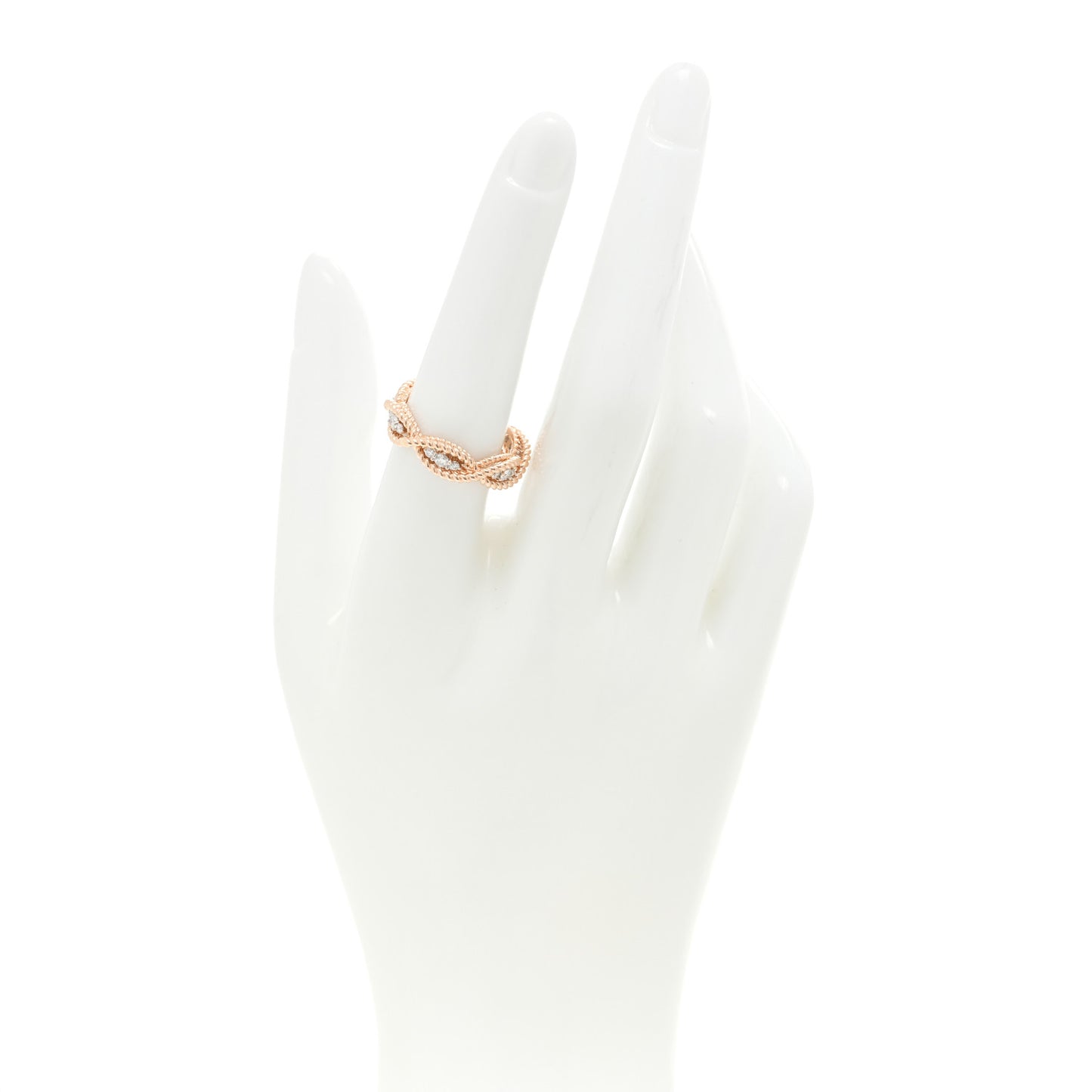 18K Rose Gold Diamond New Barocco One Row Braided Ring 54 7