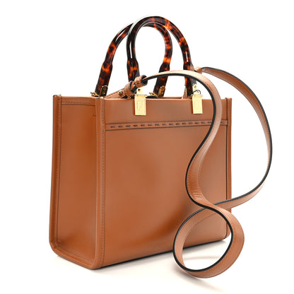 Fendi Vitello King Plexiglass Logo Embossed Small Fendi Sunshine Shopper Tote Cuoio 2 of 9