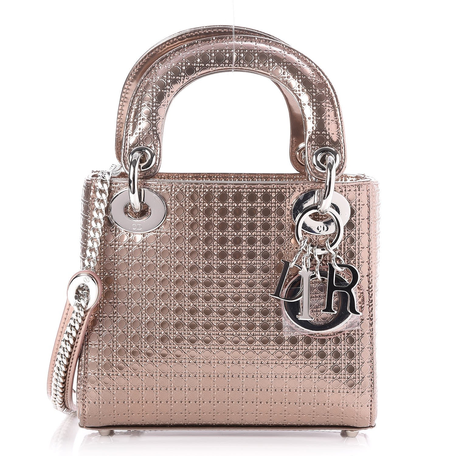 Christian Dior Metallic Patent Micro-Cannage Mini Lady Dior Champagne 1 of 7