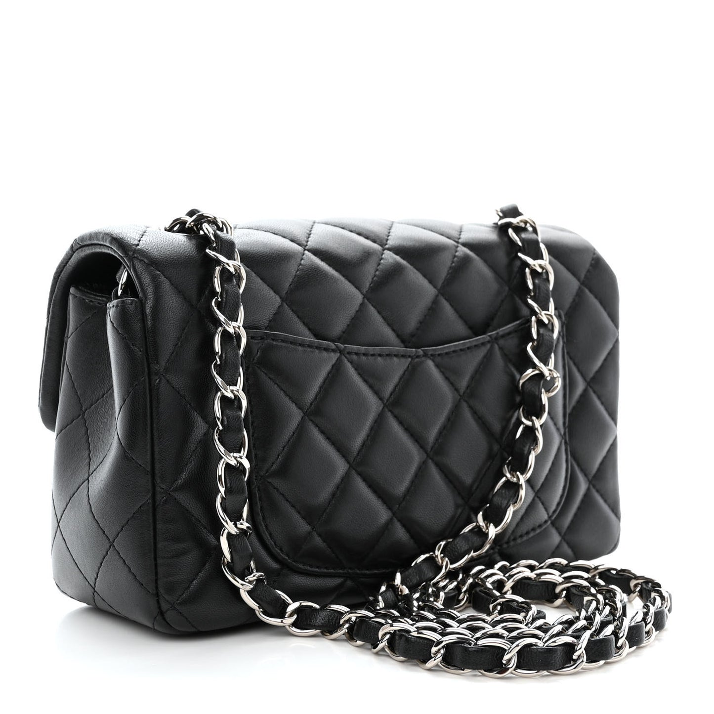 Lambskin Quilted Mini Rectangular Flap Black