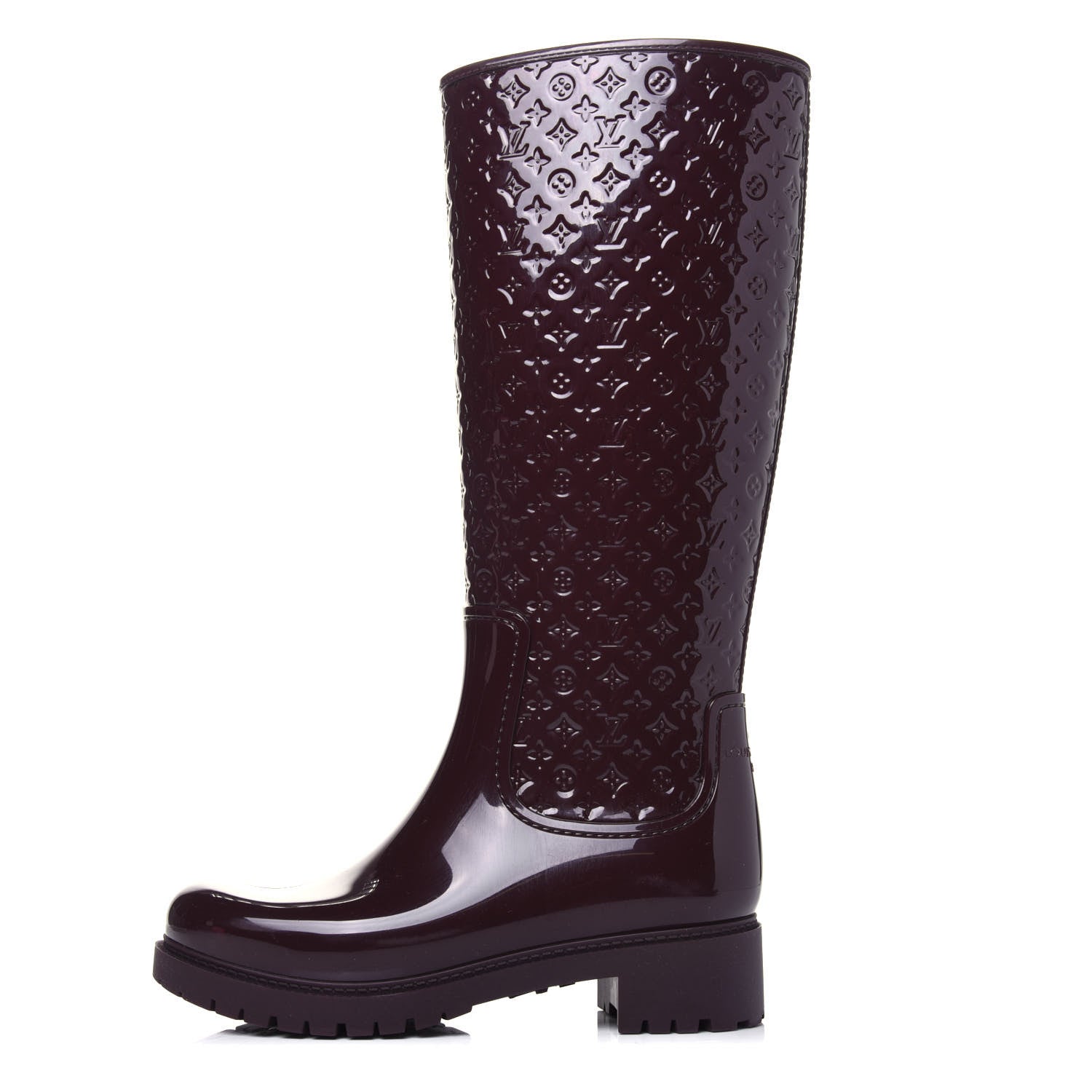 Louis Vuitton Rubber Embossed Monogram Splash Rain Boots 37 Burgundy 1 of 9