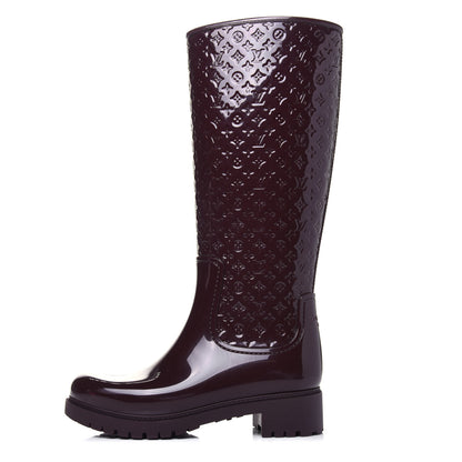 Louis Vuitton Rubber Embossed Monogram Splash Rain Boots 37 Burgundy 1 of 9