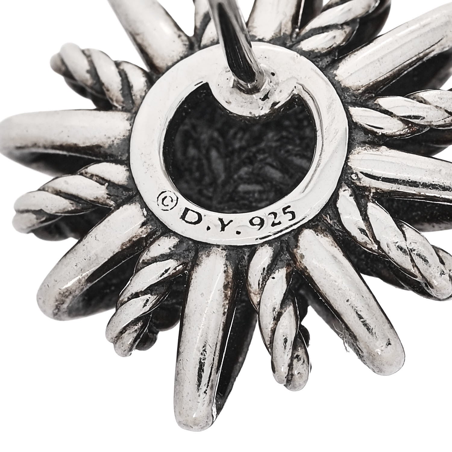 David Yurman Sterling Silver Diamond 16mm Starburst Earrings 4 of 5