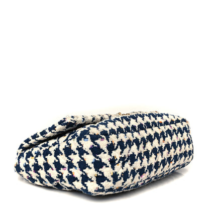 Chanel Tweed Quilted Maxi Chanel 19 Flap Ecru Navy Blue Multicolor 4 of 10