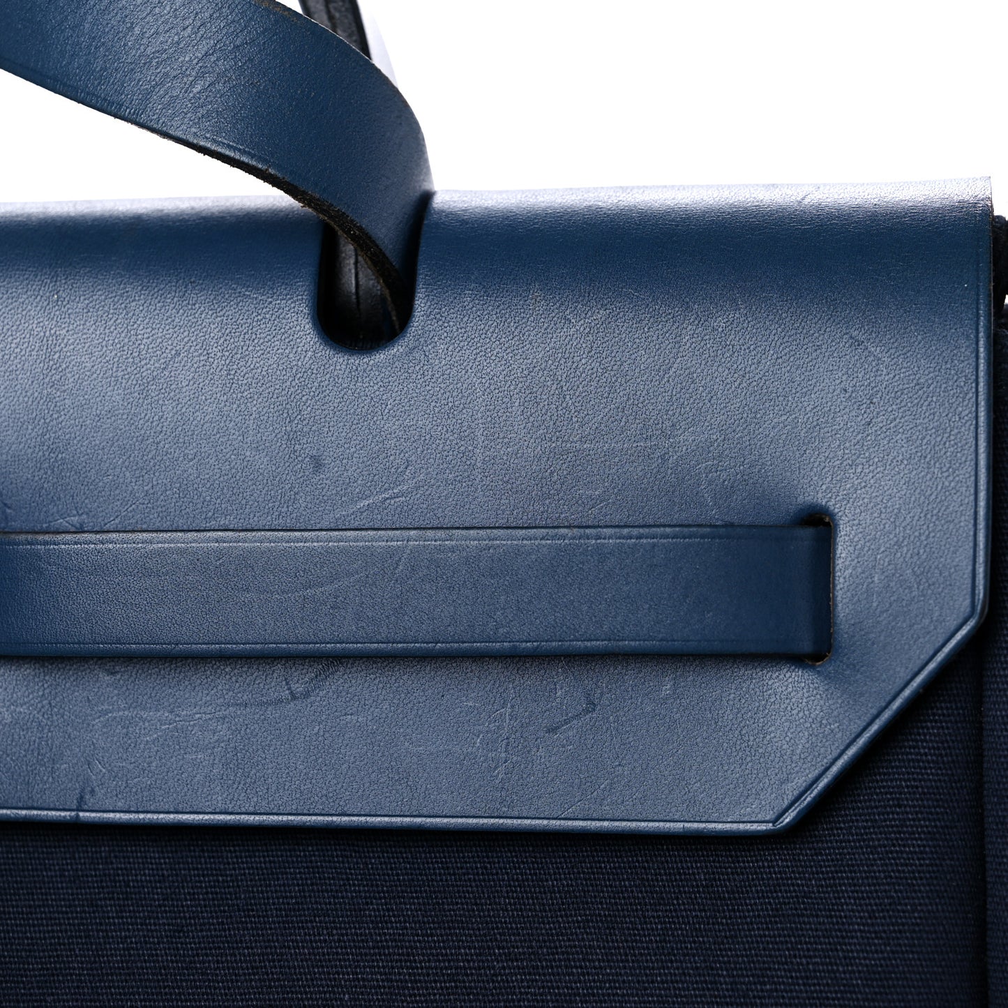 Toile Vache Calfskin Herbag 30 PM Navy Bleu