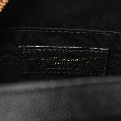 Saint Laurent Grain De Poudre Matelasse Chevron Quilted Round Vinyle Camera Bag Black 6 of 8