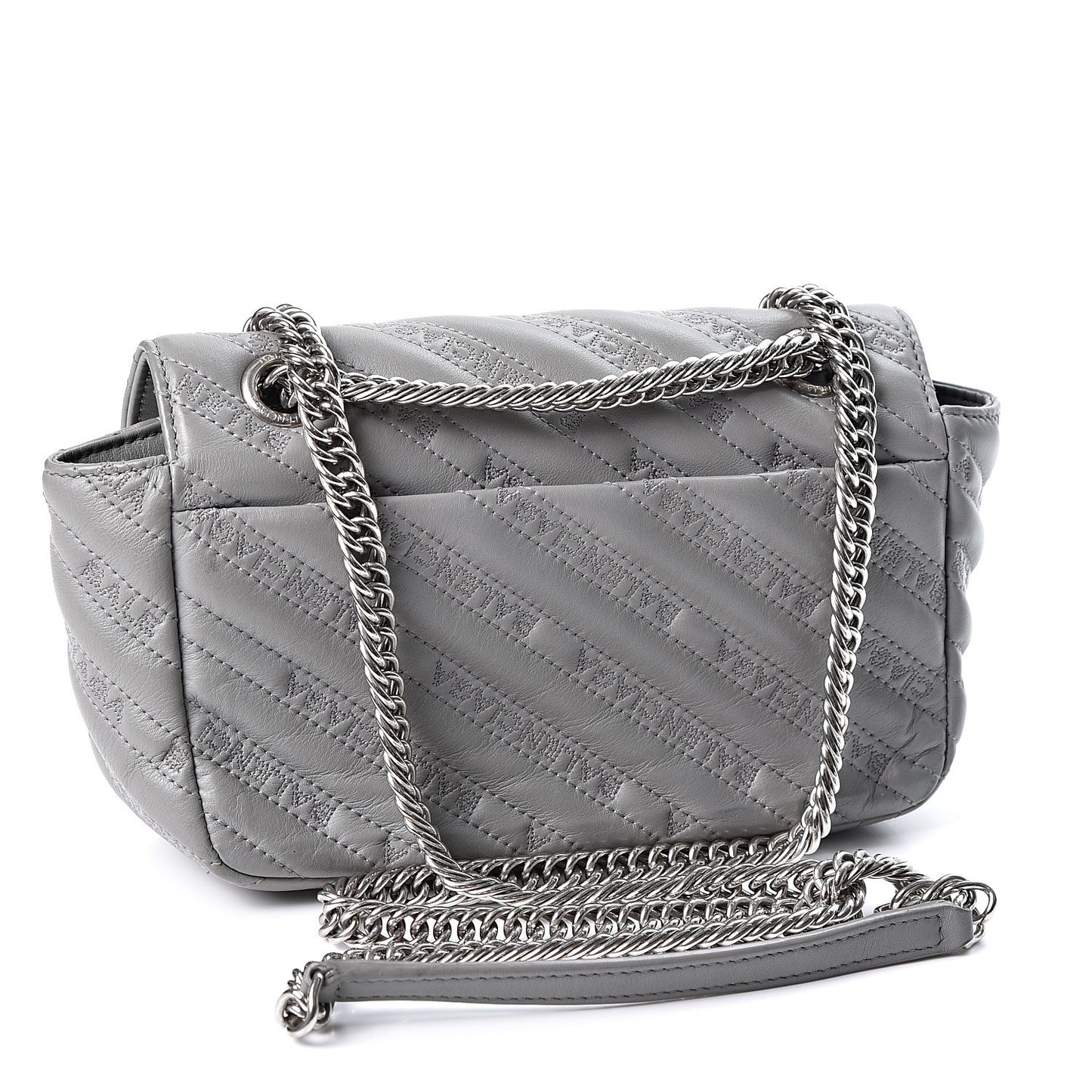 Calfskin Logo Matelasse S BB Round Shoulder Bag Gris Haussmannien