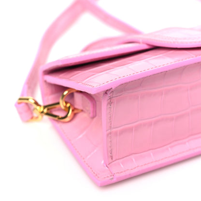 Jacquemus Calfskin Crocodile Embossed Le Bambino Pink 8 of 10