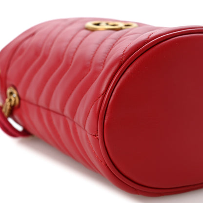 Gucci Calfskin Matelasse Mini GG Marmont 2.0 Bucket Bag Hibiscus Red 7 of 8