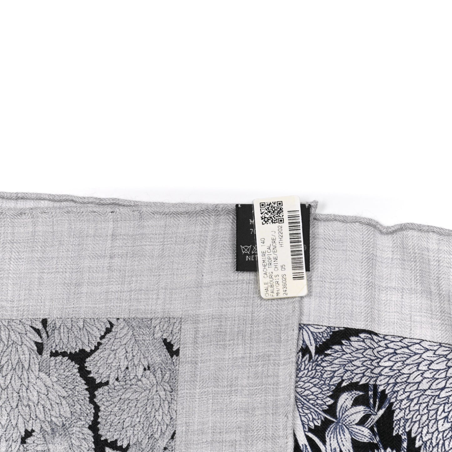Cashmere Silk Faubourg Tropical Shawl 140 Gris Chine Encre