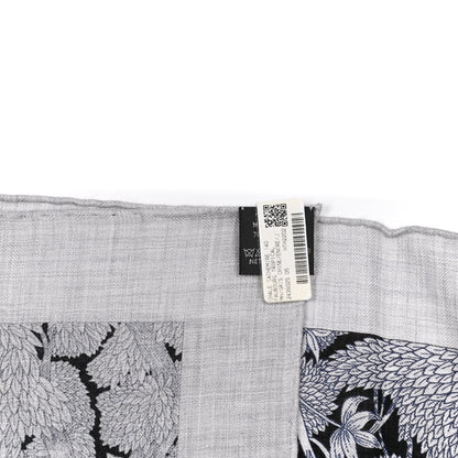 Hermes Cashmere Silk Faubourg Tropical Shawl 140 Gris Chine Encre 3 of 6