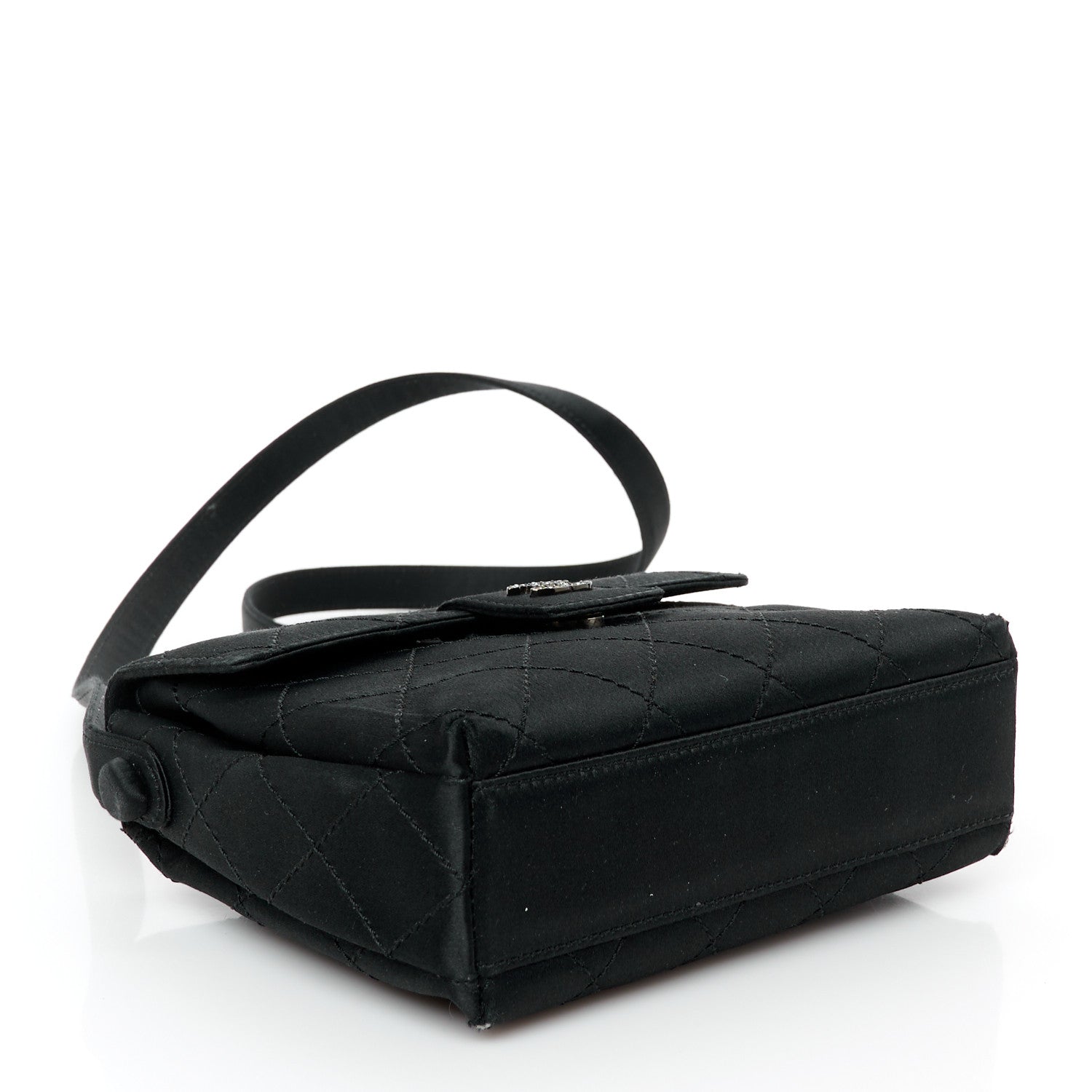 Chanel Satin Quilted Crystal CC Mini Square Flap Black 4 of 11