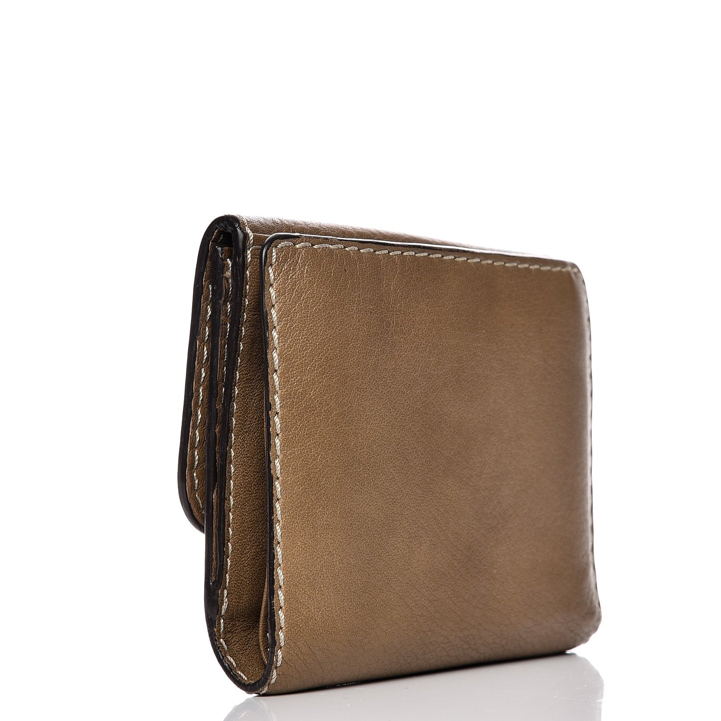 Grained Calfskin Marcie Square Wallet Nut
